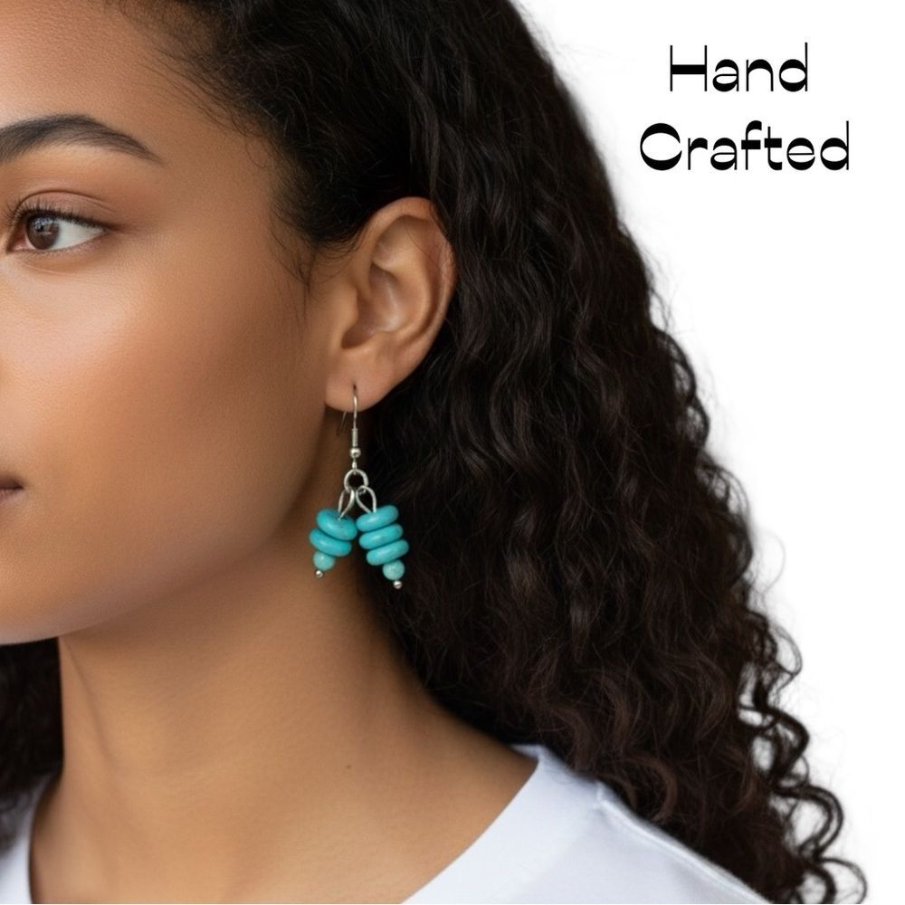HandCrafted Double Teal Amazonite  Earrings NWT